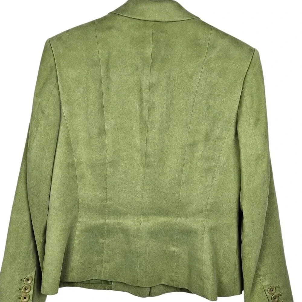 Talbots‎ Lime Green 3 Button Blazer Jacket Polyester Microfiber Lined Size 8 - Picture 2 of 11